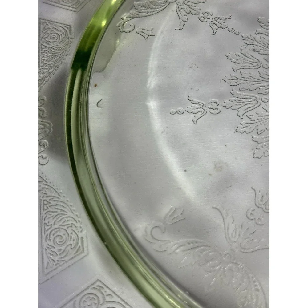 VTG‎ Uranium Anchor Hocking Glass Cake Plate Stand Princess Green Depression